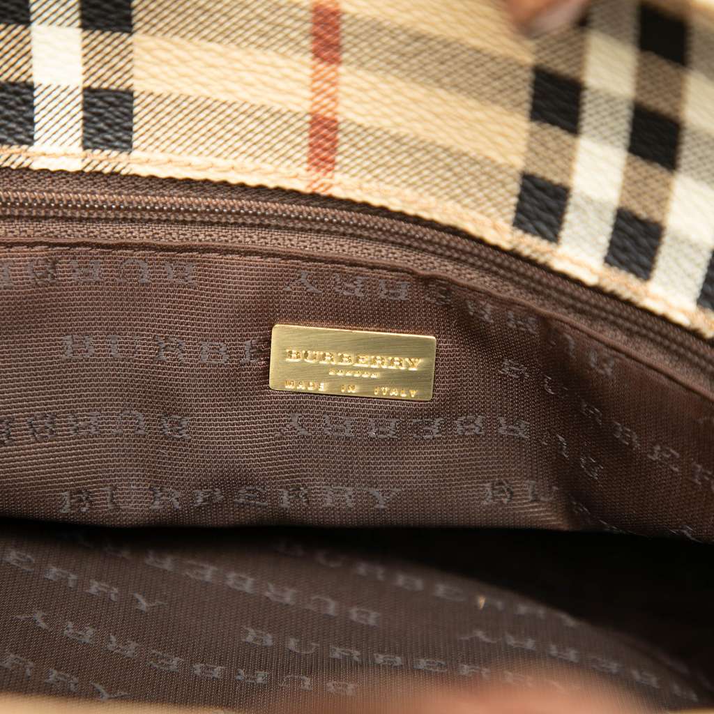 Burberry Haymarket Check Coated Canvas Tote Brown Canvas Good condition - Box View