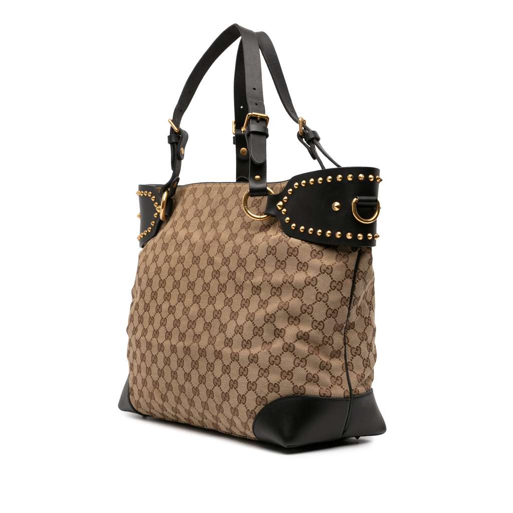 Gucci GG Canvas Patti Stud Tote Brown Canvas Good condition - Back View