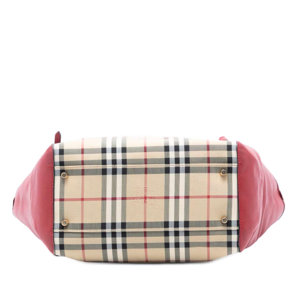 Burberry Small Haymarket Check Canvas and Leather Canterbury Tote Brown Canvas Good condition - Inside View