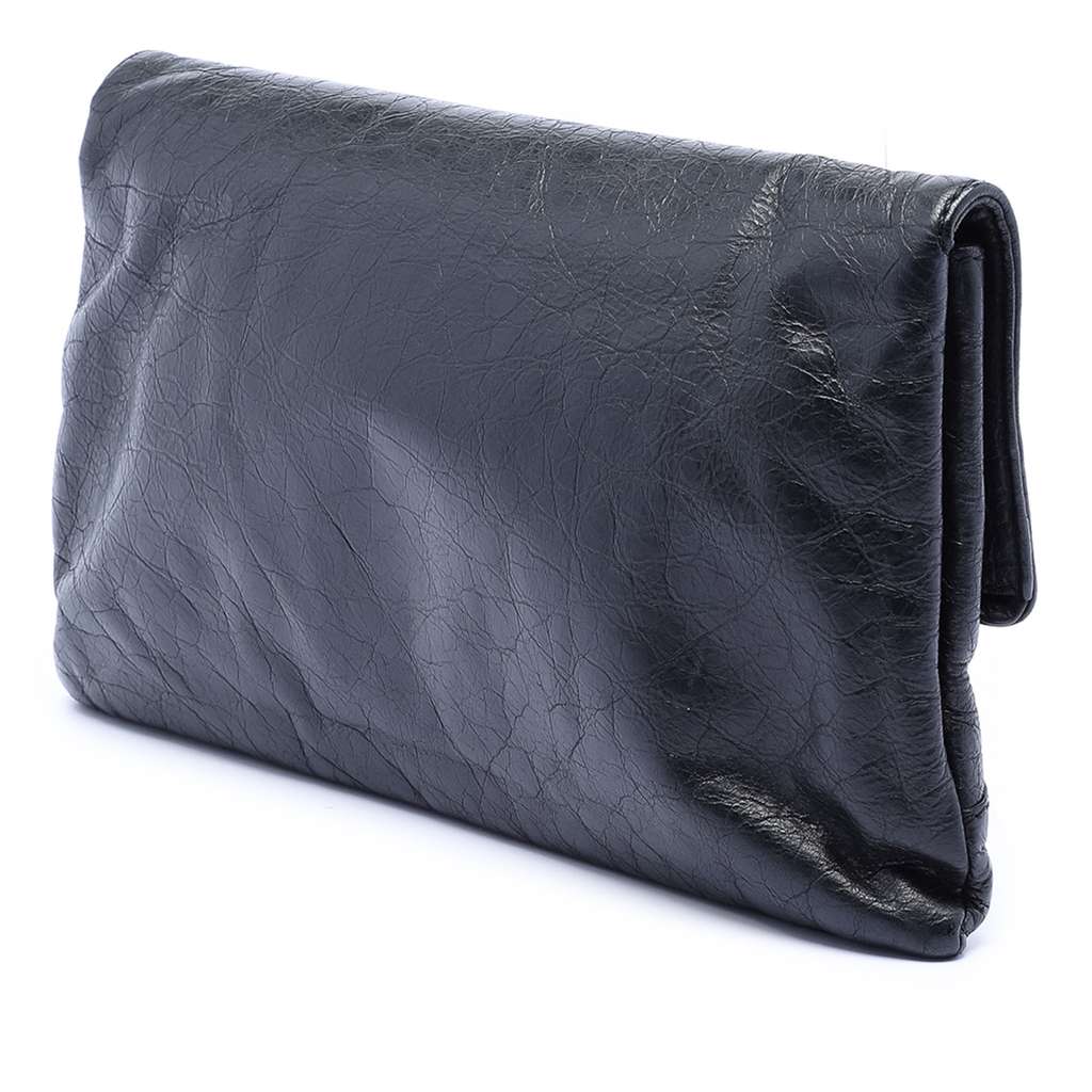 Balenciaga Lambskin Motocross Giant 12 Envelope Clutch Black Leather Good condition - Back View