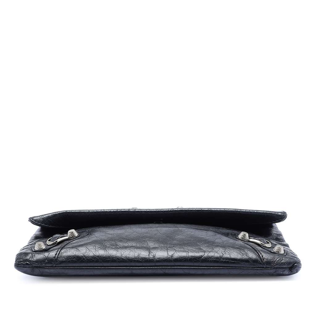 Balenciaga Lambskin Motocross Giant 12 Envelope Clutch Black Leather Good condition - Inside View