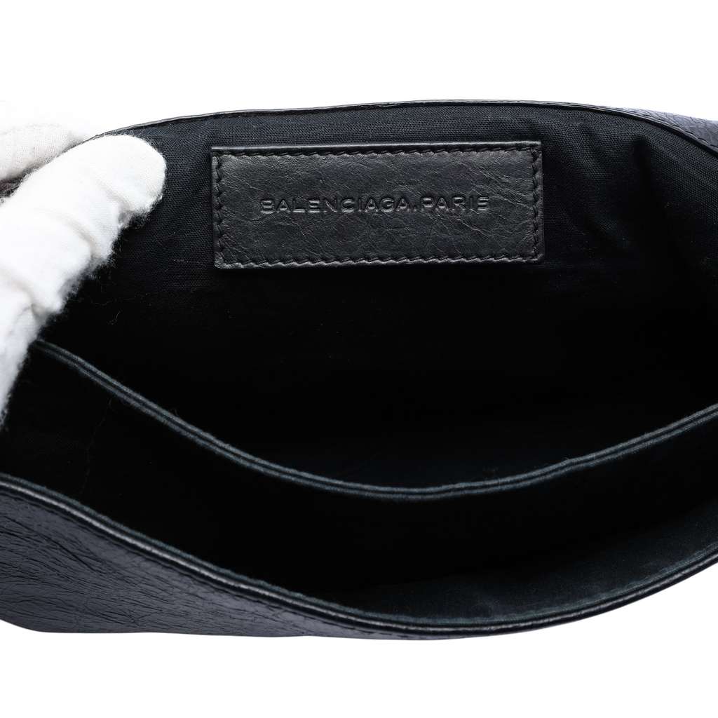 Balenciaga Lambskin Motocross Giant 12 Envelope Clutch Black Leather Good condition - Box View