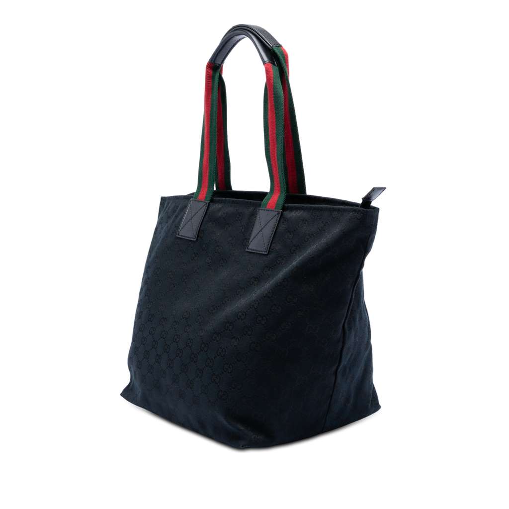 Gucci GG Canvas Web Tote Black Canvas Good condition - Back View