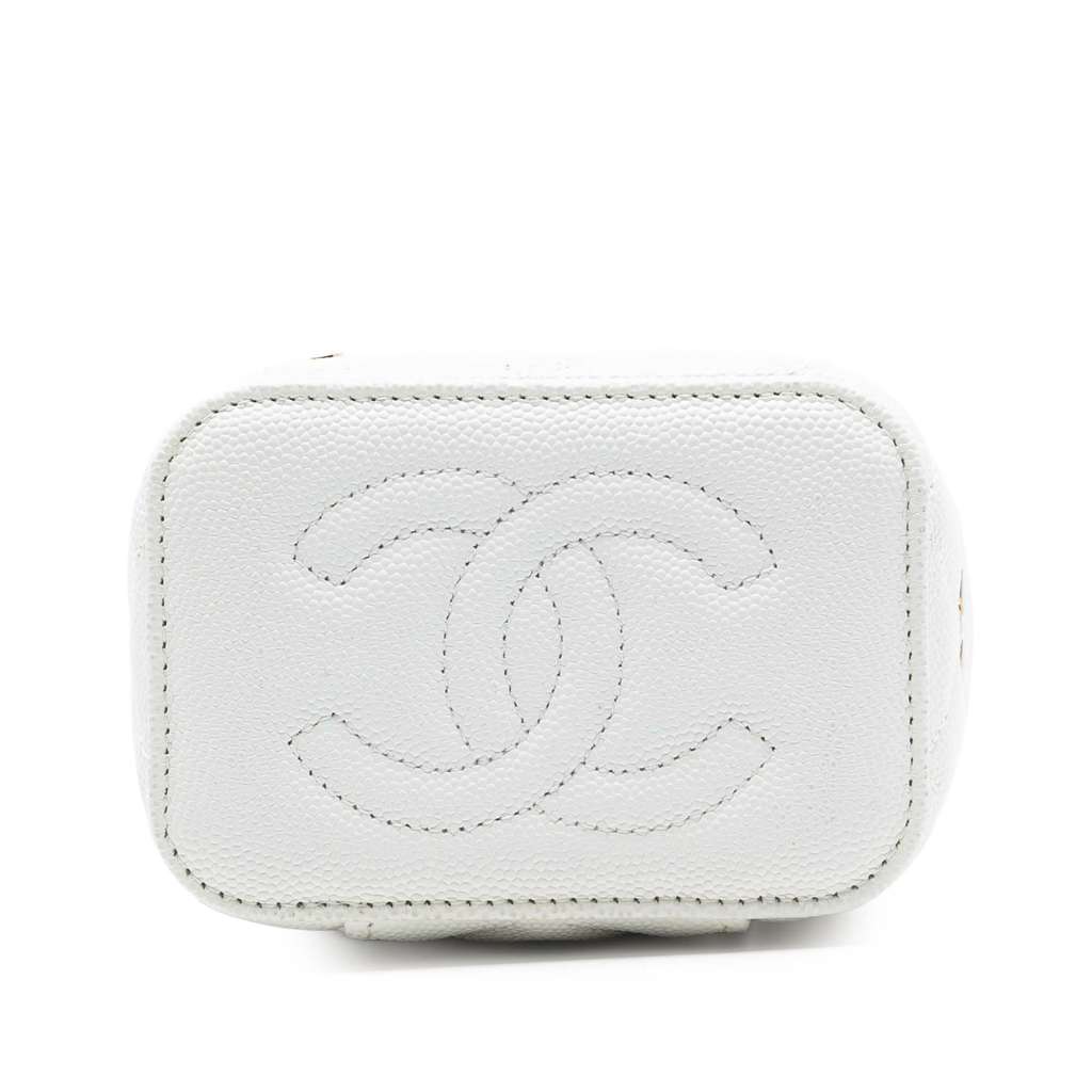 Chanel Mini Caviar Coco Casino Vanity Case White Leather Good condition - Inside View