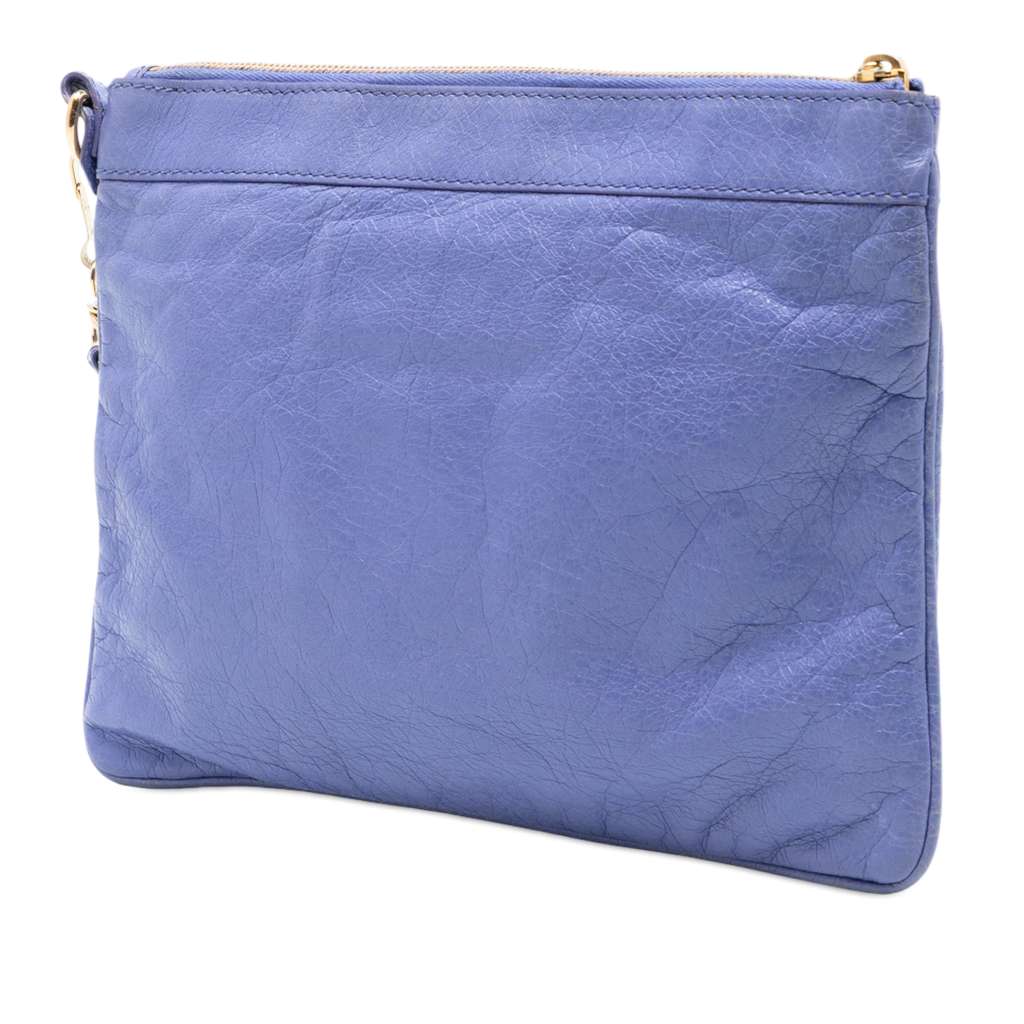 Balenciaga Lambskin Motocross Giant 12 Clutch Purple Leather Good condition - Back View