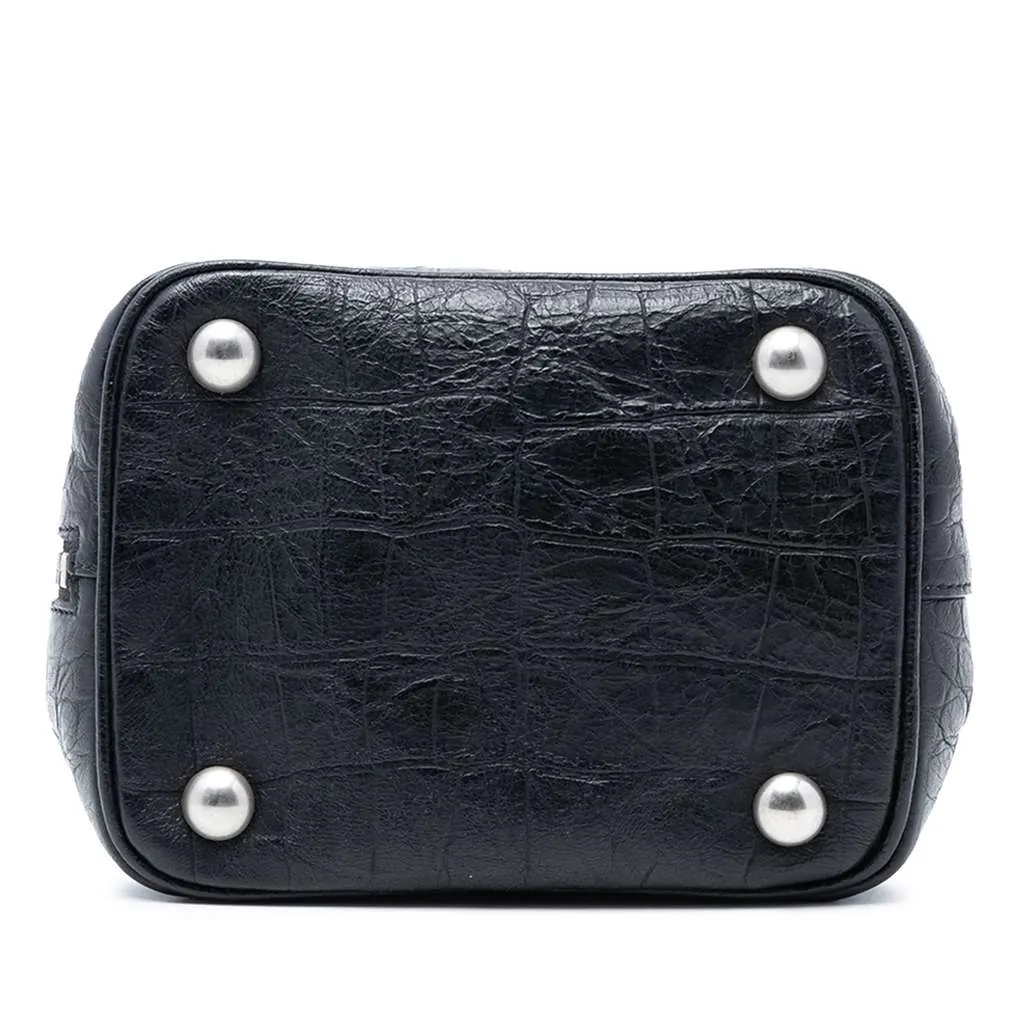 Saint Laurent Baby Crocodile Embossed Calfskin Emmanuelle Bucket Bag Black Leather Good - Inside View