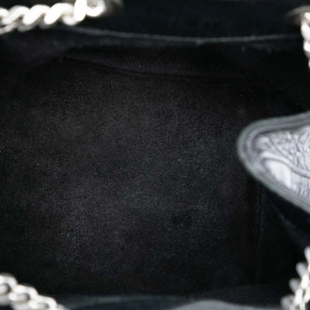 Saint Laurent Baby Crocodile Embossed Calfskin Emmanuelle Bucket Bag Black Leather Good - Model View