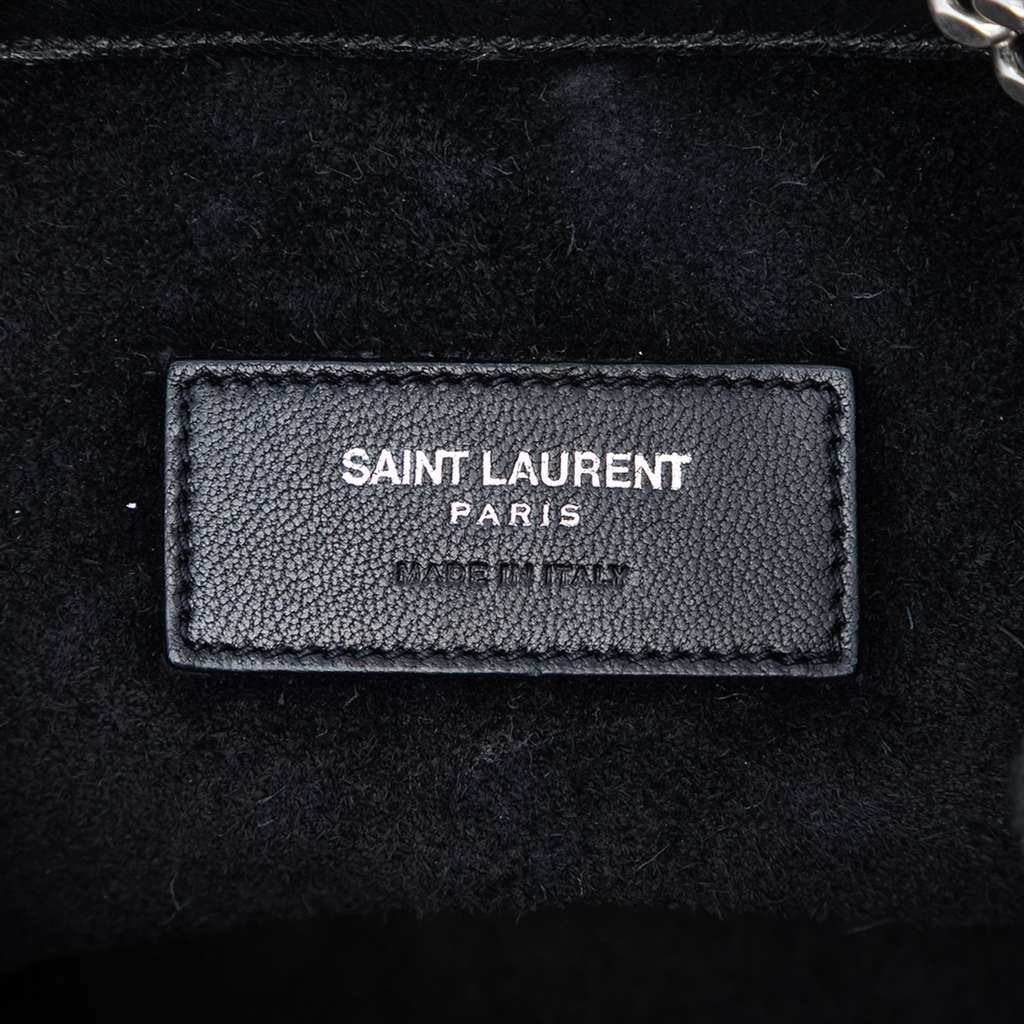 Saint Laurent Baby Crocodile Embossed Calfskin Emmanuelle Bucket Bag Black Leather Good condition - Box View