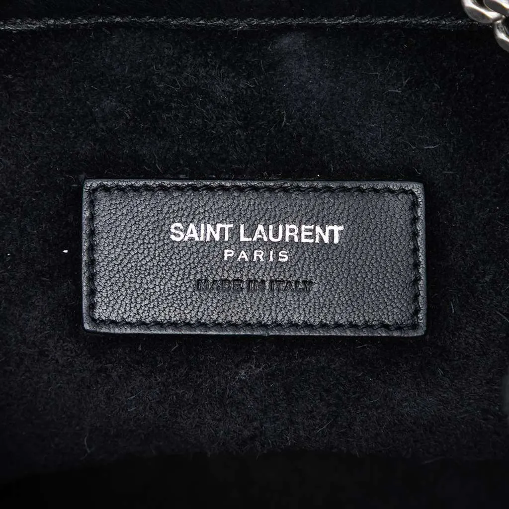 Saint Laurent Baby Crocodile Embossed Calfskin Emmanuelle Bucket Bag Black Leather Good - Box View