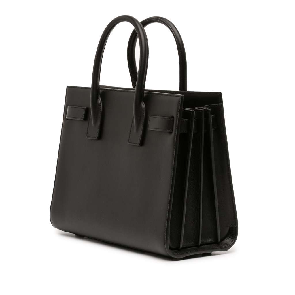 Saint Laurent Baby Leather Patch Embellished Sac De Jour Satchel Black Leather Good condition - Back View