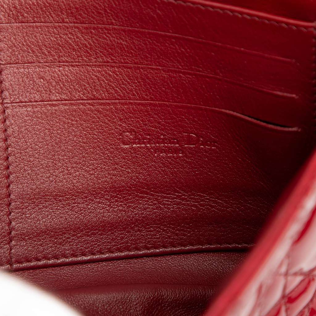 Dior Patent Cannage Lady Dior Wallet On Chain Red Leather Good condition - Box View