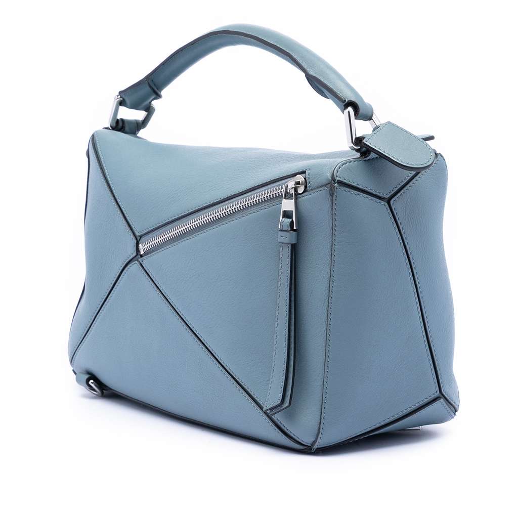 Loewe Medium Calfskin Puzzle Satchel Blue Leather Good condition - Back View