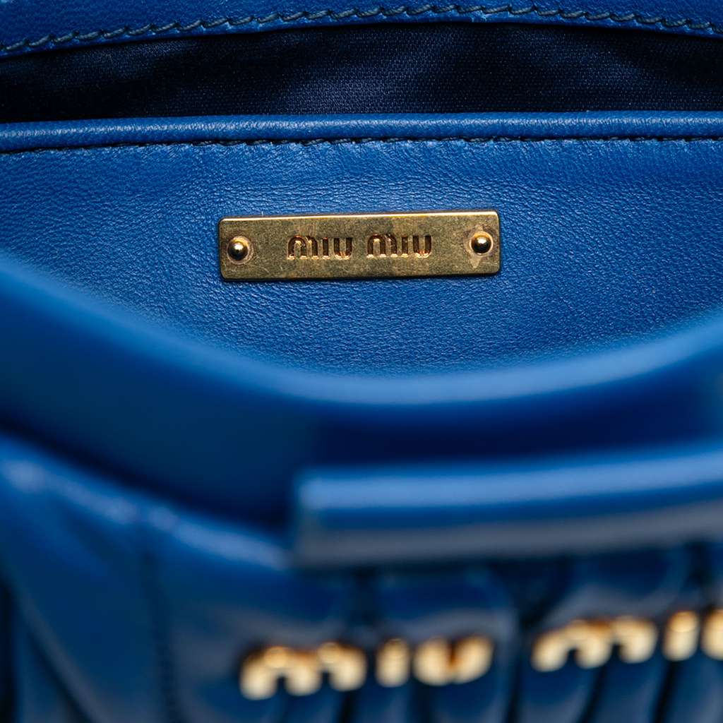 Miu Miu Matelasse Lambskin Clutch Blue Leather Good condition - Box View