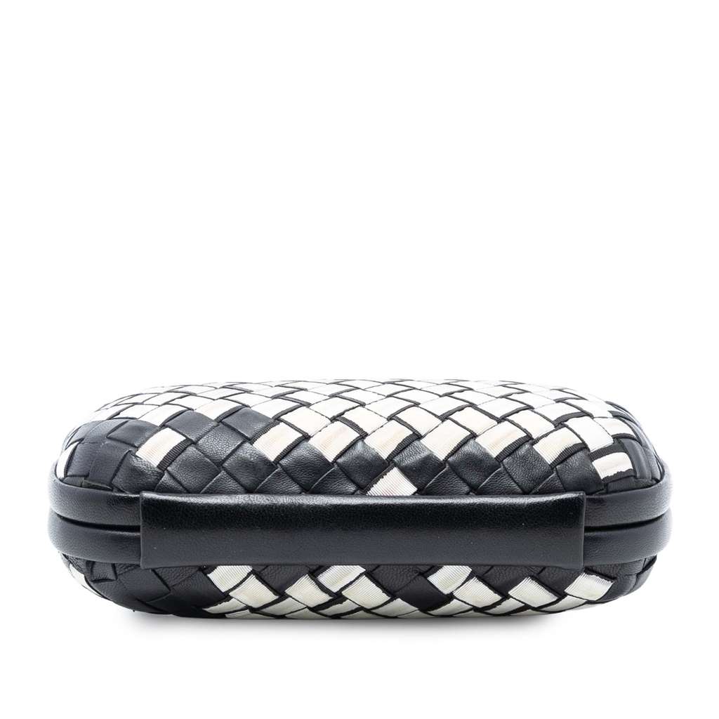 Bottega Veneta Canvas and :Leather Intrecciato Knot Clutch White Canvas Good condition - Inside View