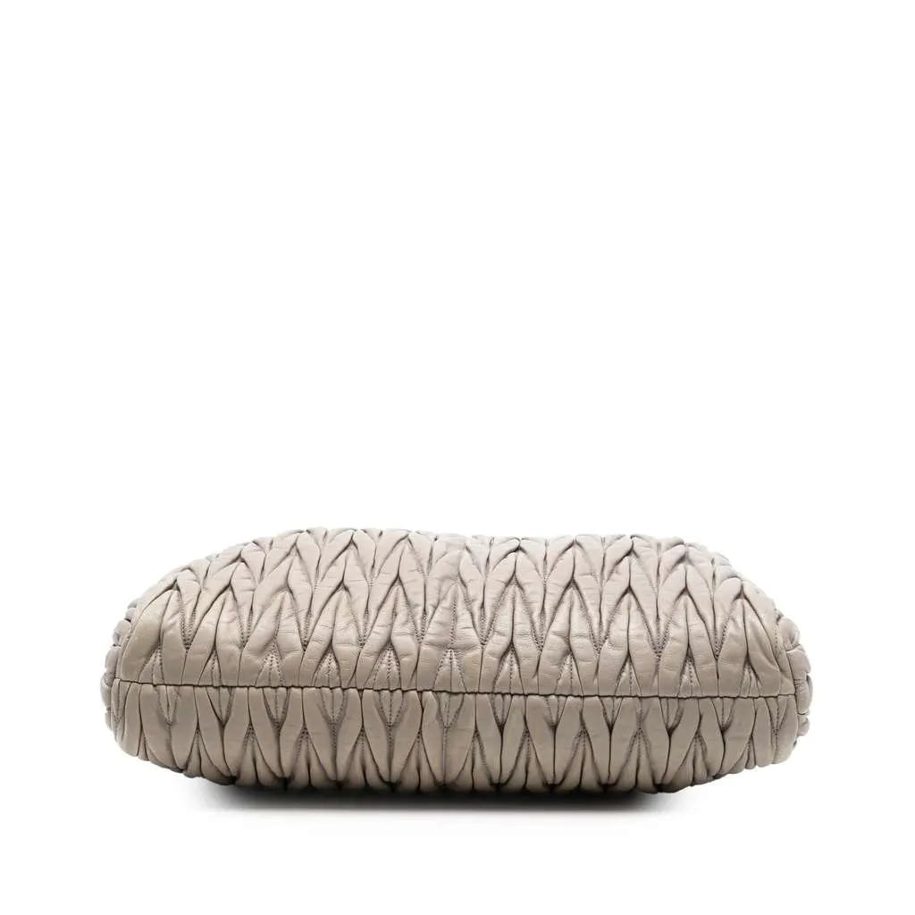 Miu Miu Matelasse Nappa Frame Tote Grey Leather Good - Inside View