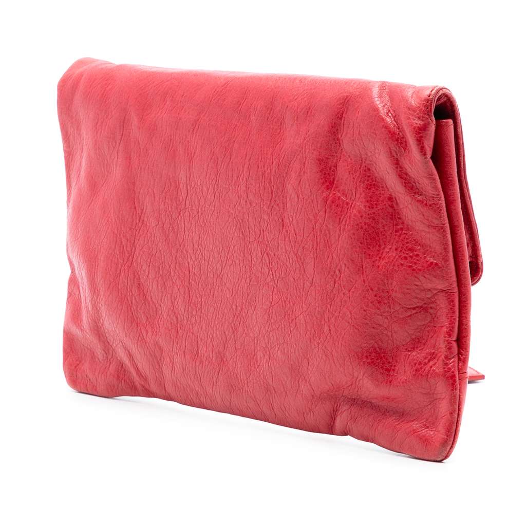 Balenciaga Lambskin Motocross Classic Envelope Clutch Red Leather Good condition - Back View