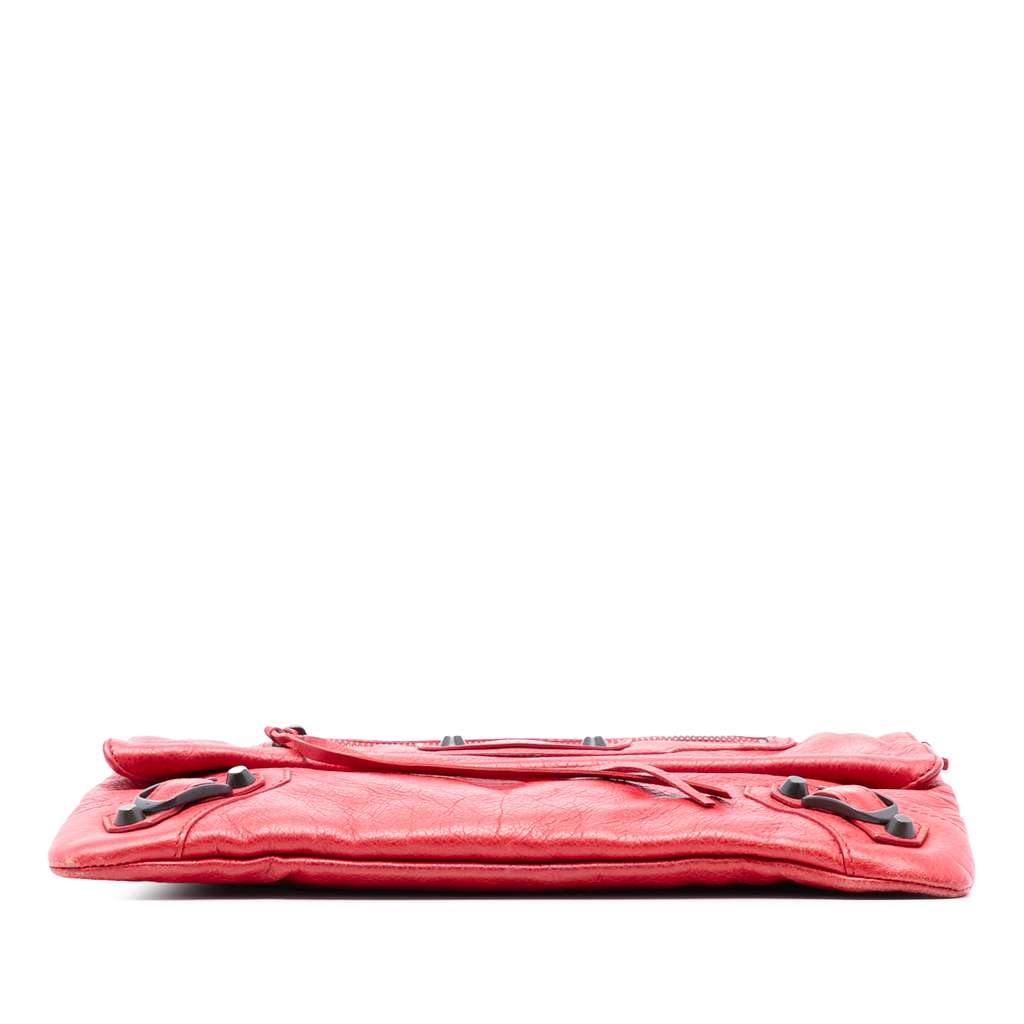 Balenciaga Lambskin Motocross Classic Envelope Clutch Red Leather Good condition - Inside View