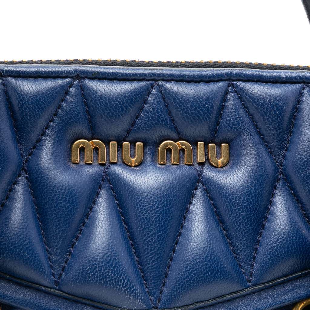 Miu Miu Small Nappa Grommet Biker Satchel Blue Leather Good condition - Box View