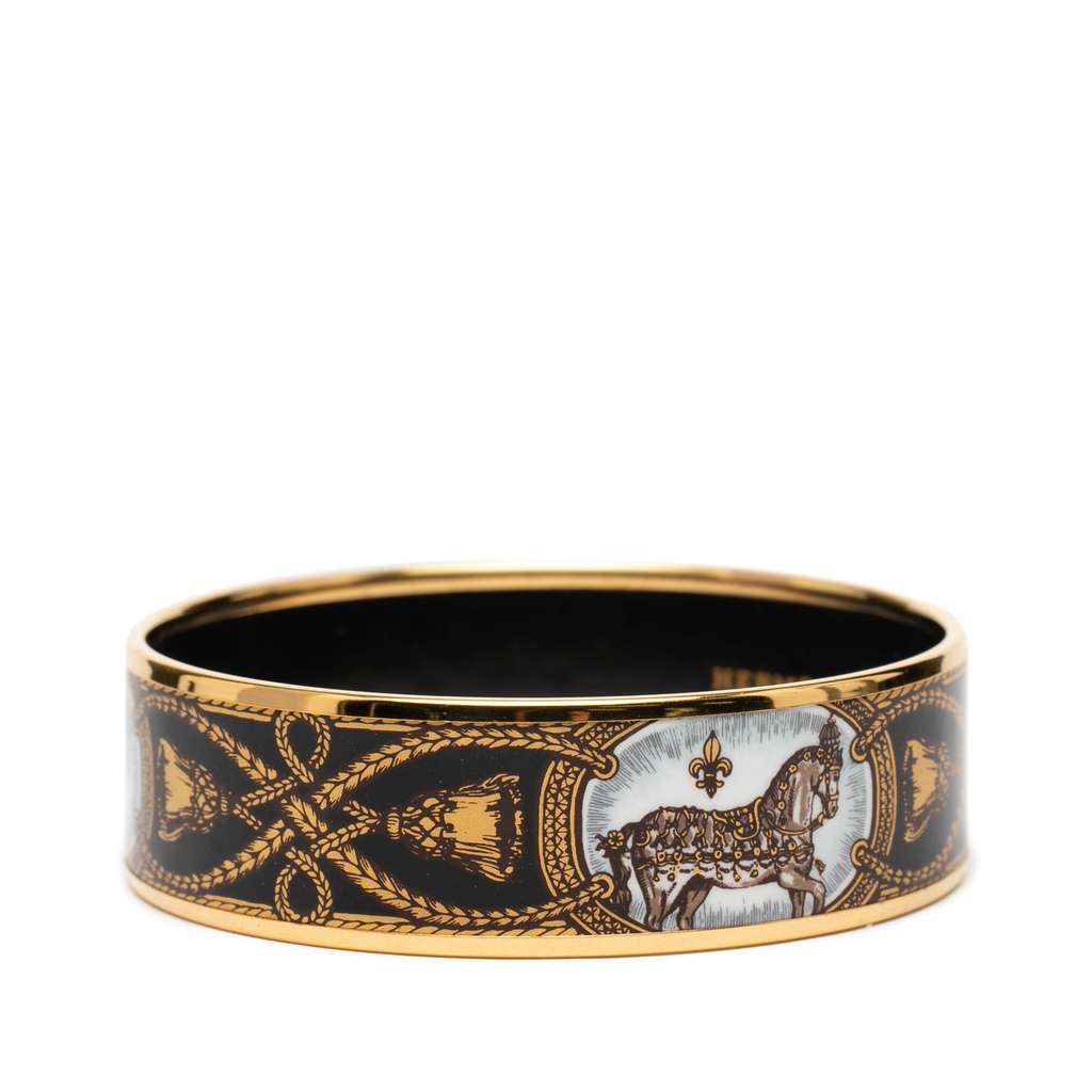 Hermès Wide Enamel Grand Apparat Bracelet 70 Black Good condition - Back View