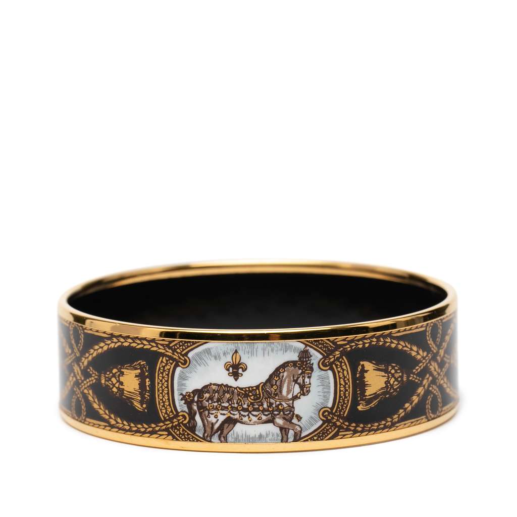 Hermès Wide Enamel Grand Apparat Bracelet 70 Black Good condition - Inside View