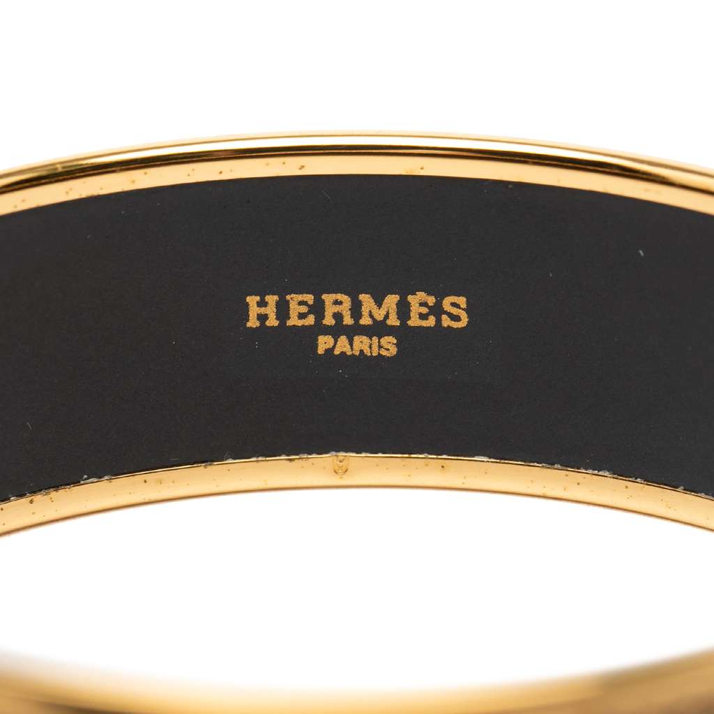 Hermès Wide Enamel Grand Apparat Bracelet 70 Black Good condition - Model View