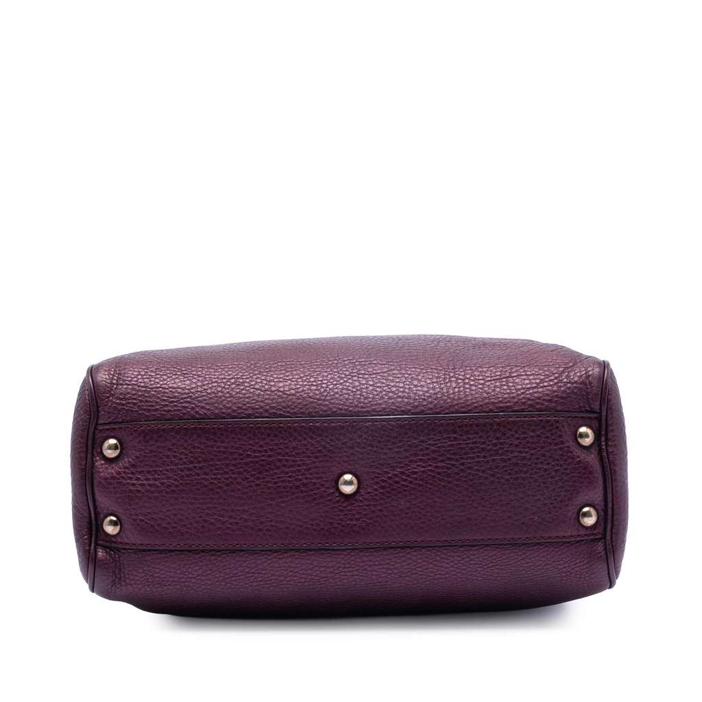Gucci Small Metallic Calfskin Bamboo Shopper Satchel Purple Leather Good condition - Inside View