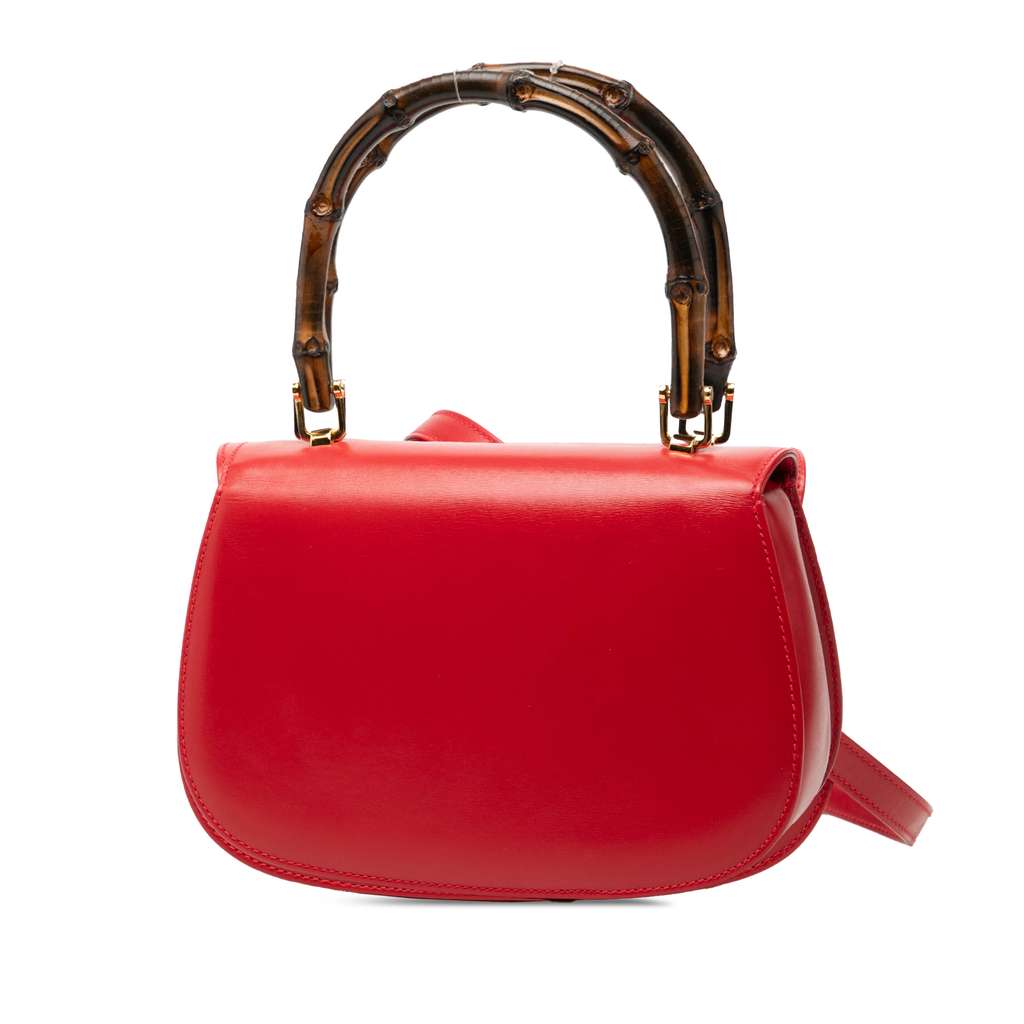 Gucci Small Calfskin Bamboo Night Red Leather Good condition - Back View