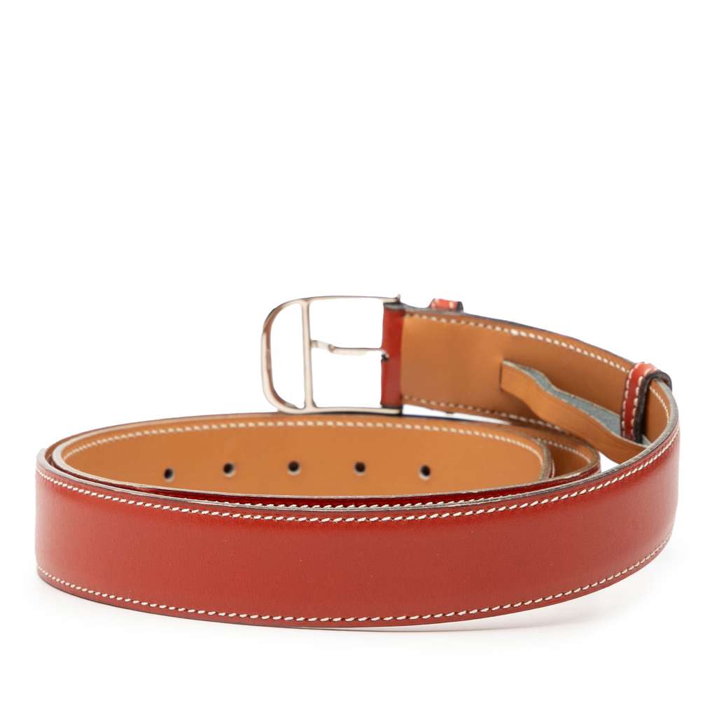 Hermès Box Calf Etriviere Belt Orange Leather Good condition - Inside View