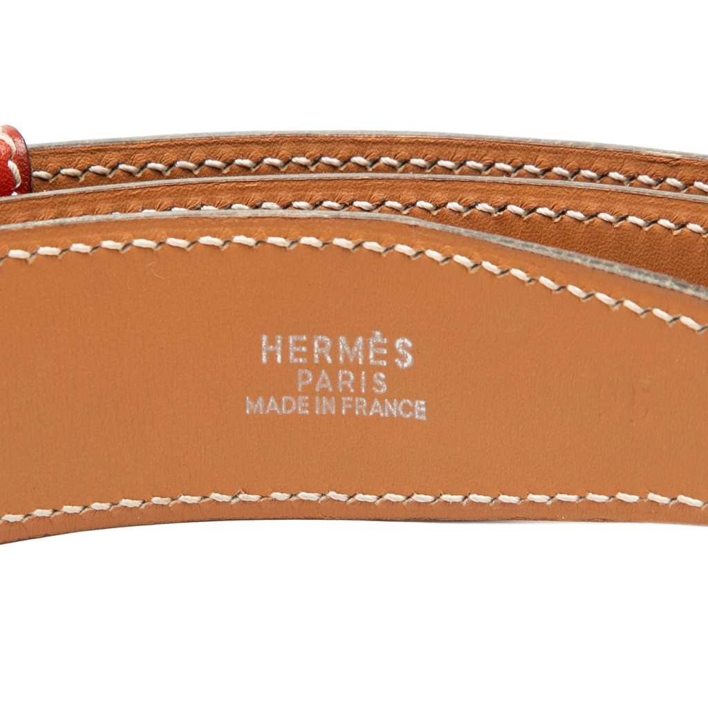 Hermès Box Calf Etriviere Belt Orange Leather Good condition - Model View