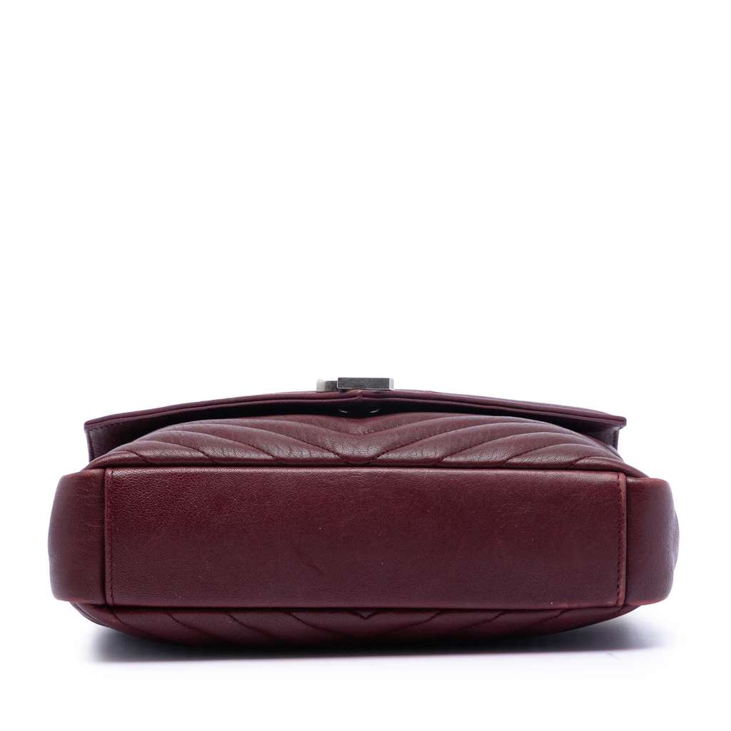 Saint Laurent Medium Chevron Sheepskin Monogram College Satchel Red Leather Good condition - Inside View