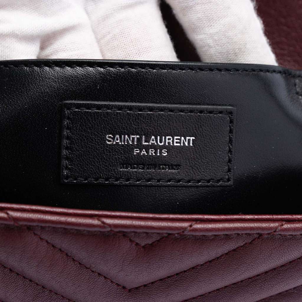 Saint Laurent Medium Chevron Sheepskin Monogram College Satchel Red Leather Good condition - Box View
