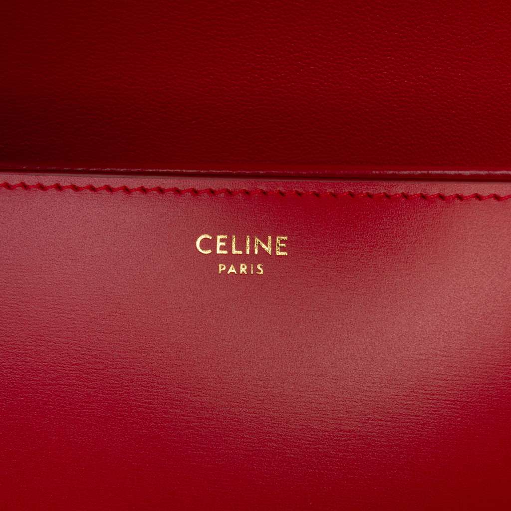 Celine Teen Shiny Calfskin Triomphe Crossbody Red Leather Good condition - Box View