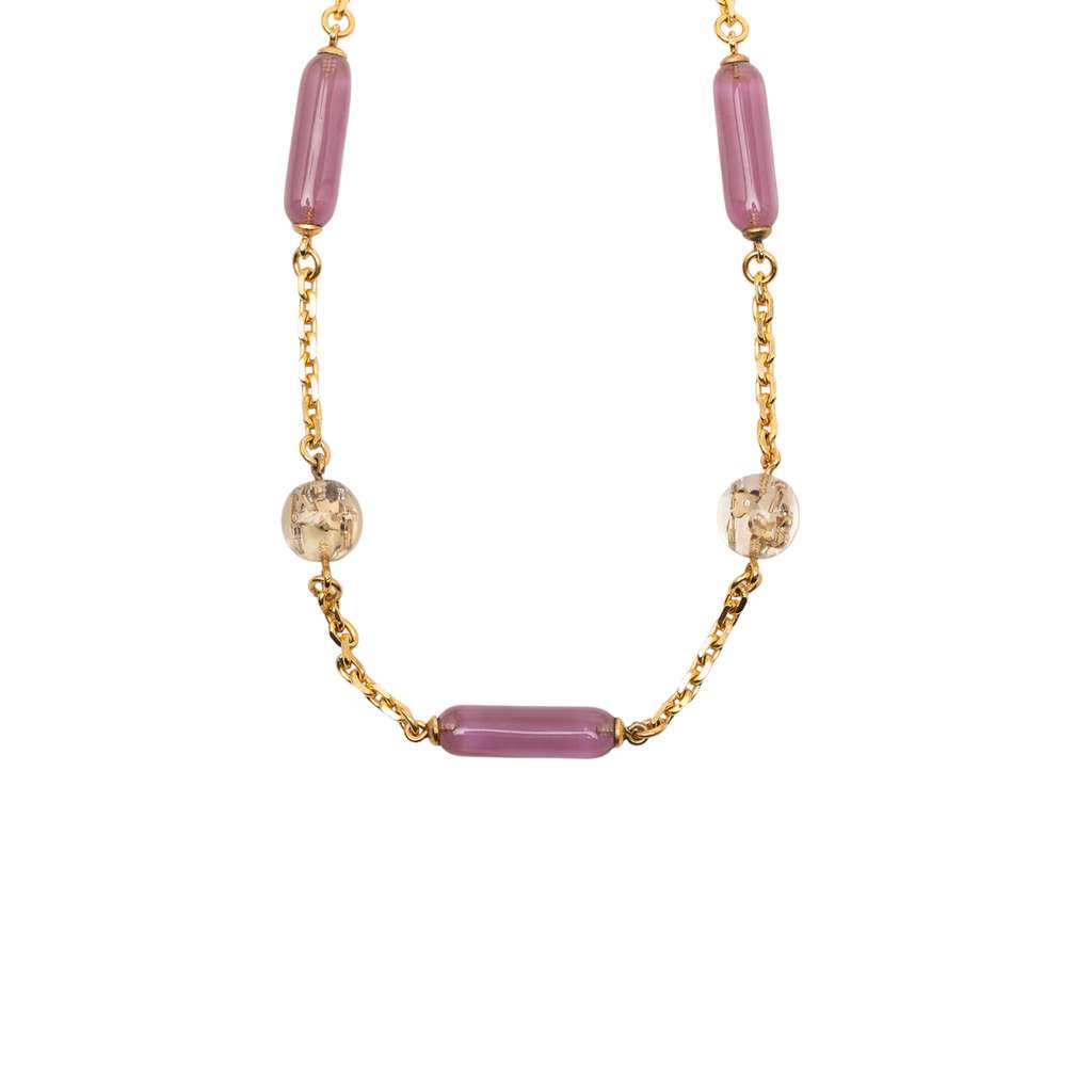 Louis Vuitton Gold Plated Sautoir Bulles Inclusion Station Charm Necklace Gold Metal Good condition - Back View