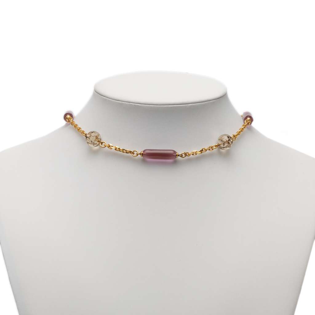 Louis Vuitton Gold Plated Sautoir Bulles Inclusion Station Charm Necklace Gold Metal Good condition - Box View