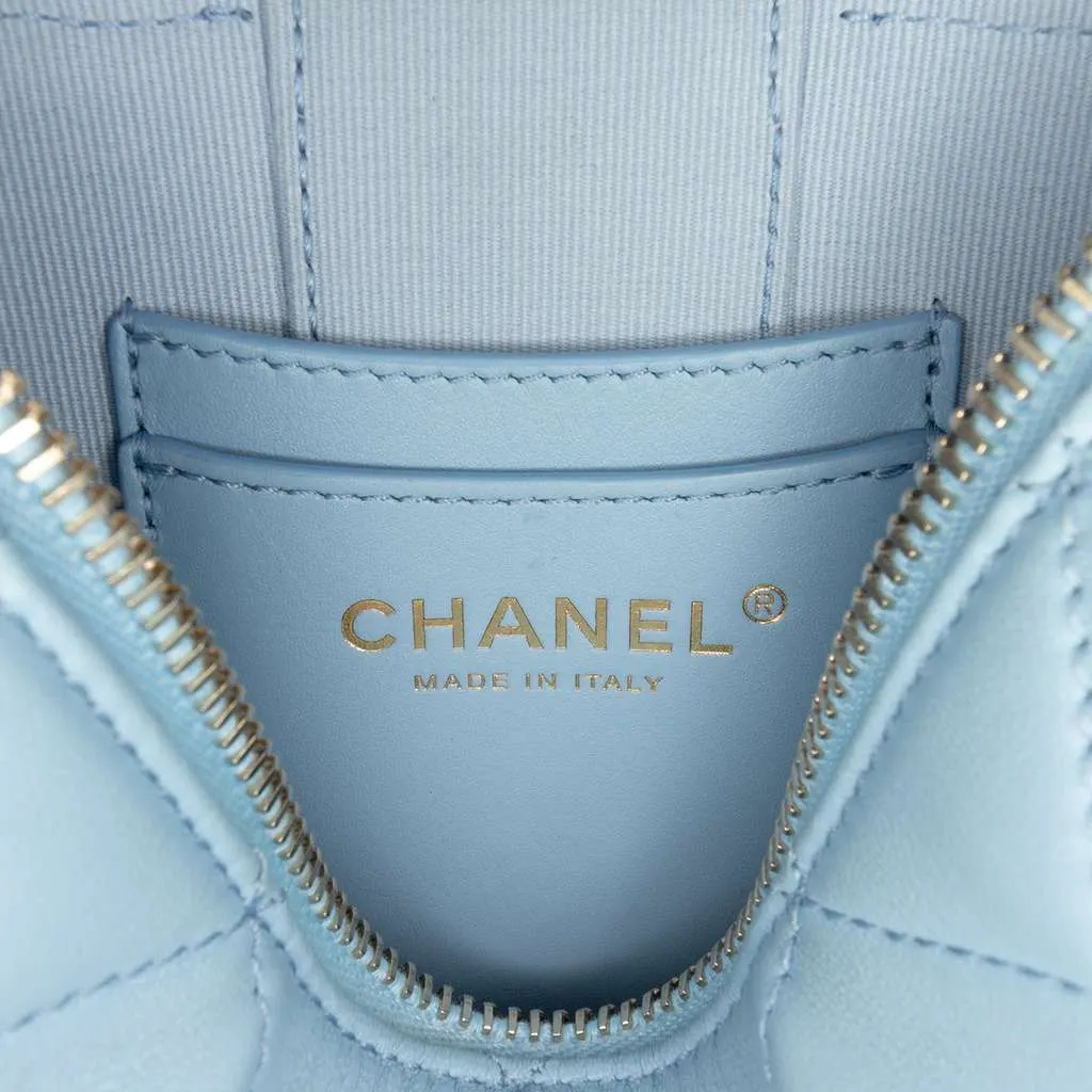 Chanel Mini CC Quilted Lambskin Vertical Vanity Case Blue Leather Very good - Box View
