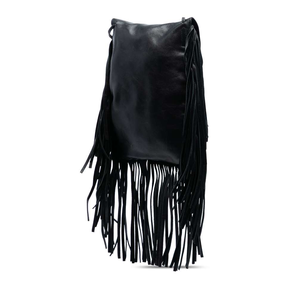 Saint Laurent Leather Anita Fringed Crossbody Black Leather Good condition - Back View