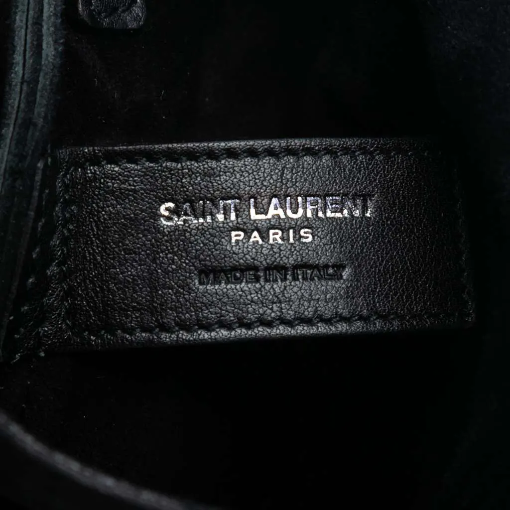 Saint Laurent Leather Anita Fringed Crossbody Black Leather Good - Box View