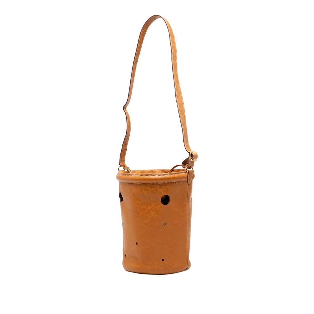 Hermès Clemence Mangeoire Bucket PM Brown Leather Good condition - Back View