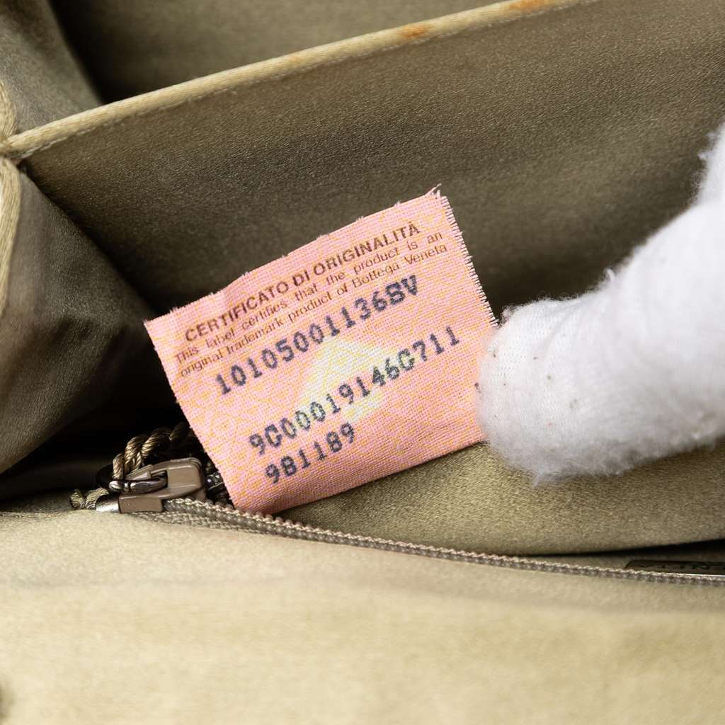 Bottega Veneta Satin Intrecciato Flap Shoulder Bag Gold Satin Good condition - Box View