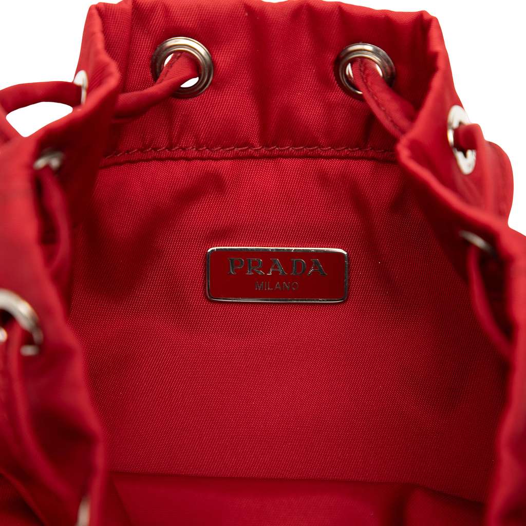 Prada Tessuto Drawstring Pouch Red Good condition - Box View