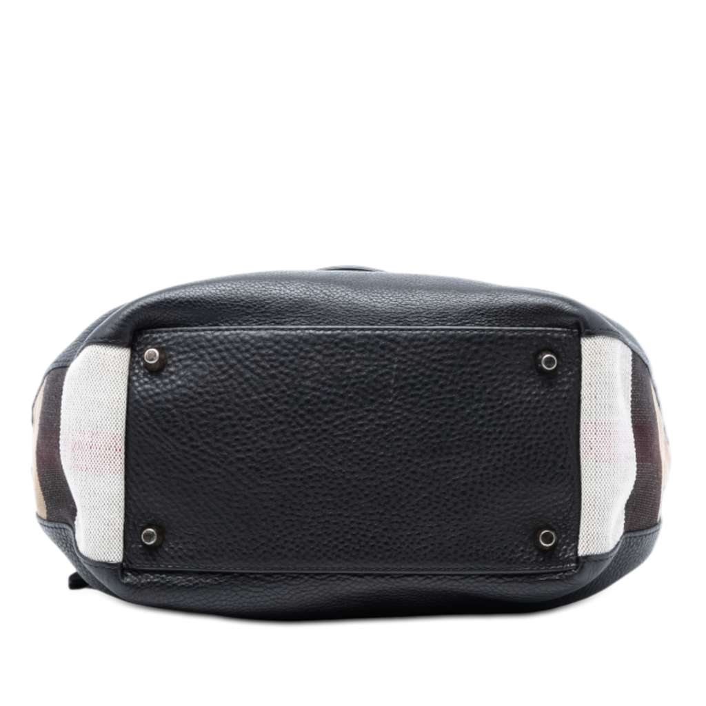 Burberry Small Leather and House Check Canvas Maidstone Satchel Black Leather Good condition - Inside View