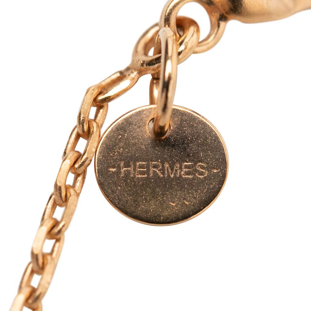 Hermès Small Gold Plated and Swift As de Coeur Pendant Necklace Pink Rose Gold Good condition - Inside View