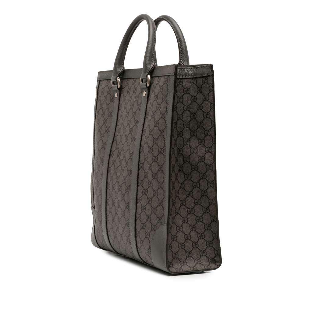 Gucci Medium GG Supreme Ophidia Satchel Grey Canvas Good condition - Back View