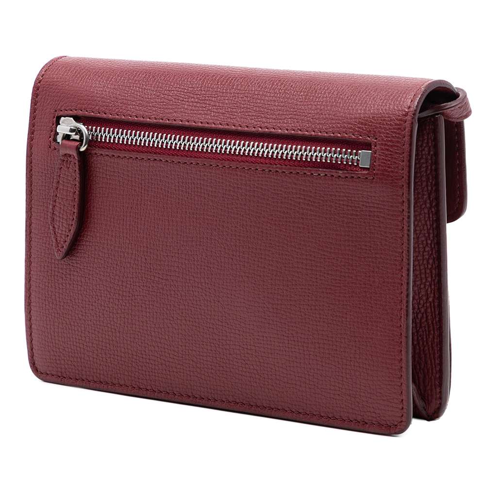 Burberry Small Leather and House Check Canvas Derby Macken Crossbody Red Leather Good condition - Back View