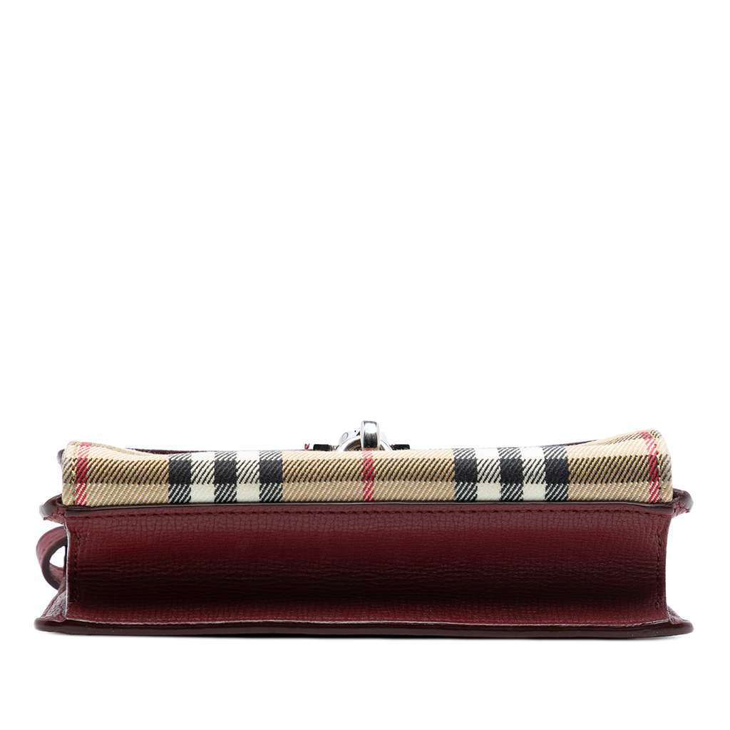 Burberry Small Leather and House Check Canvas Derby Macken Crossbody Red Leather Good condition - Inside View
