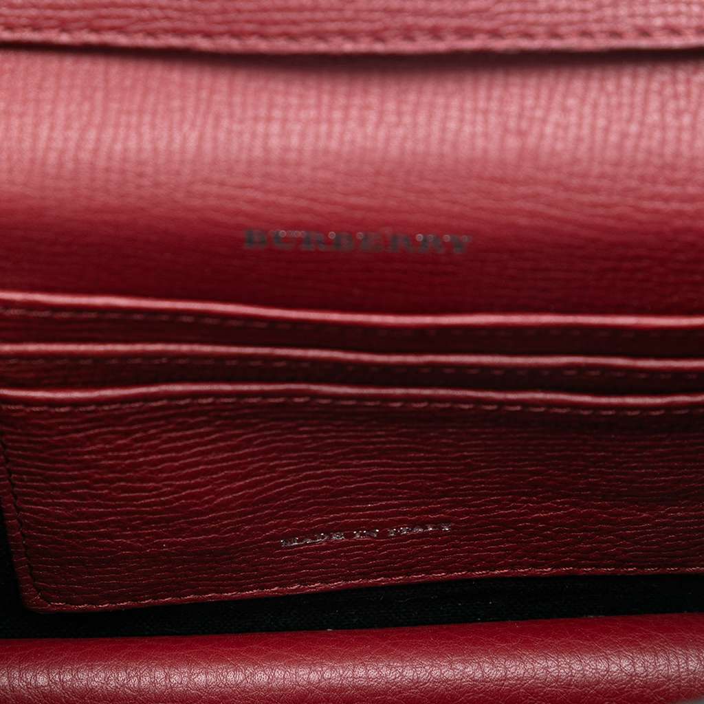 Burberry Small Leather and House Check Canvas Derby Macken Crossbody Red Leather Good condition - Model View