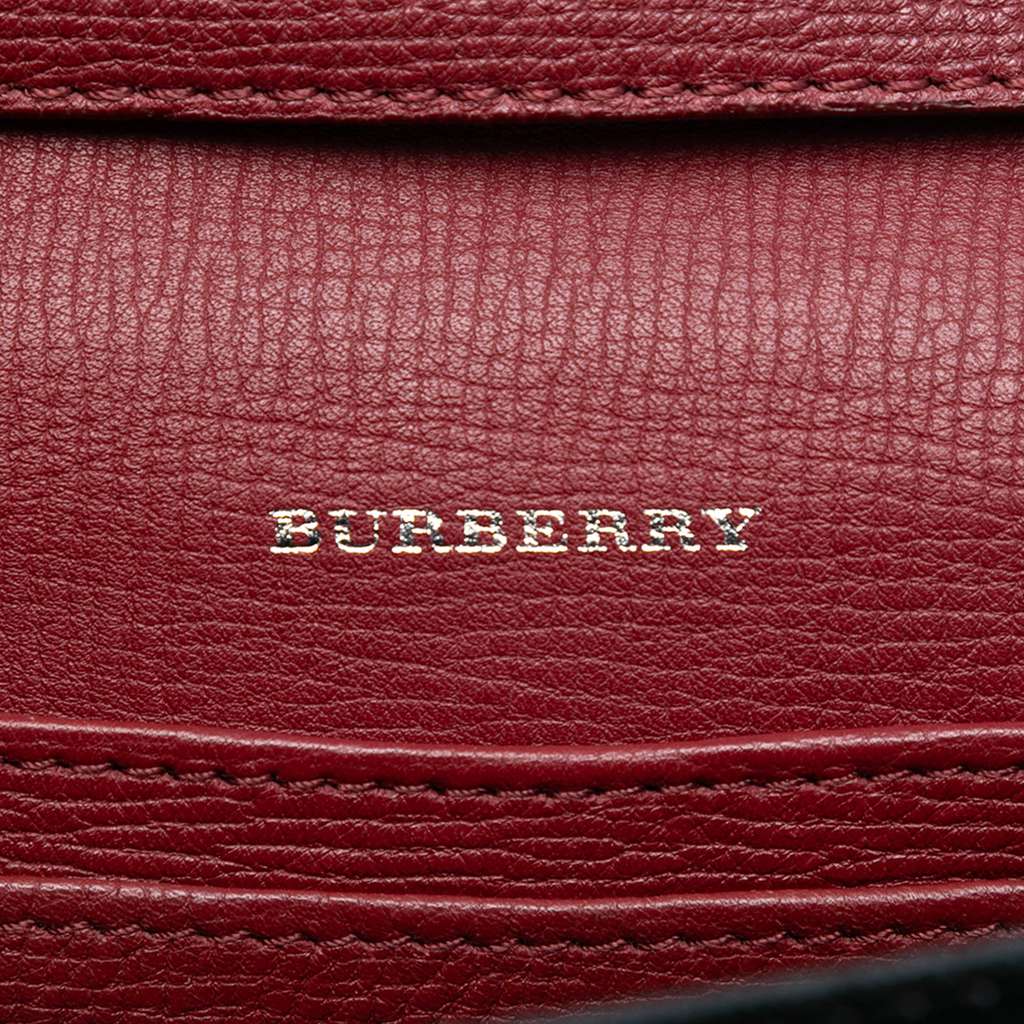 Burberry Small Leather and House Check Canvas Derby Macken Crossbody Red Leather Good condition - Box View