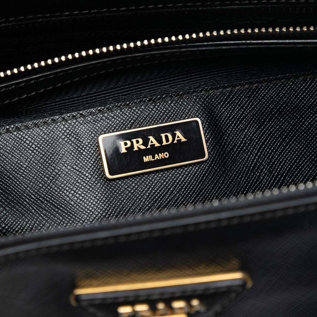 Prada Medium Saffiano Lux Galleria Double Zip Satchel Black Leather Good condition - Box View