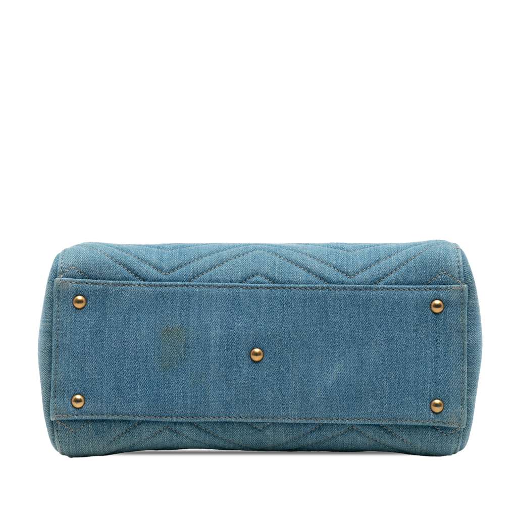 Gucci Small GG Marmont Matelasse Denim Pearly Satchel Blue Denim Good condition - Inside View