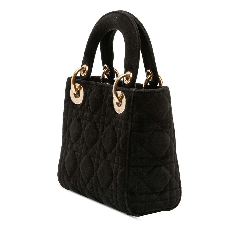 Dior Mini Velvet Cannage Lady Dior Black Velvet Good condition - Back View